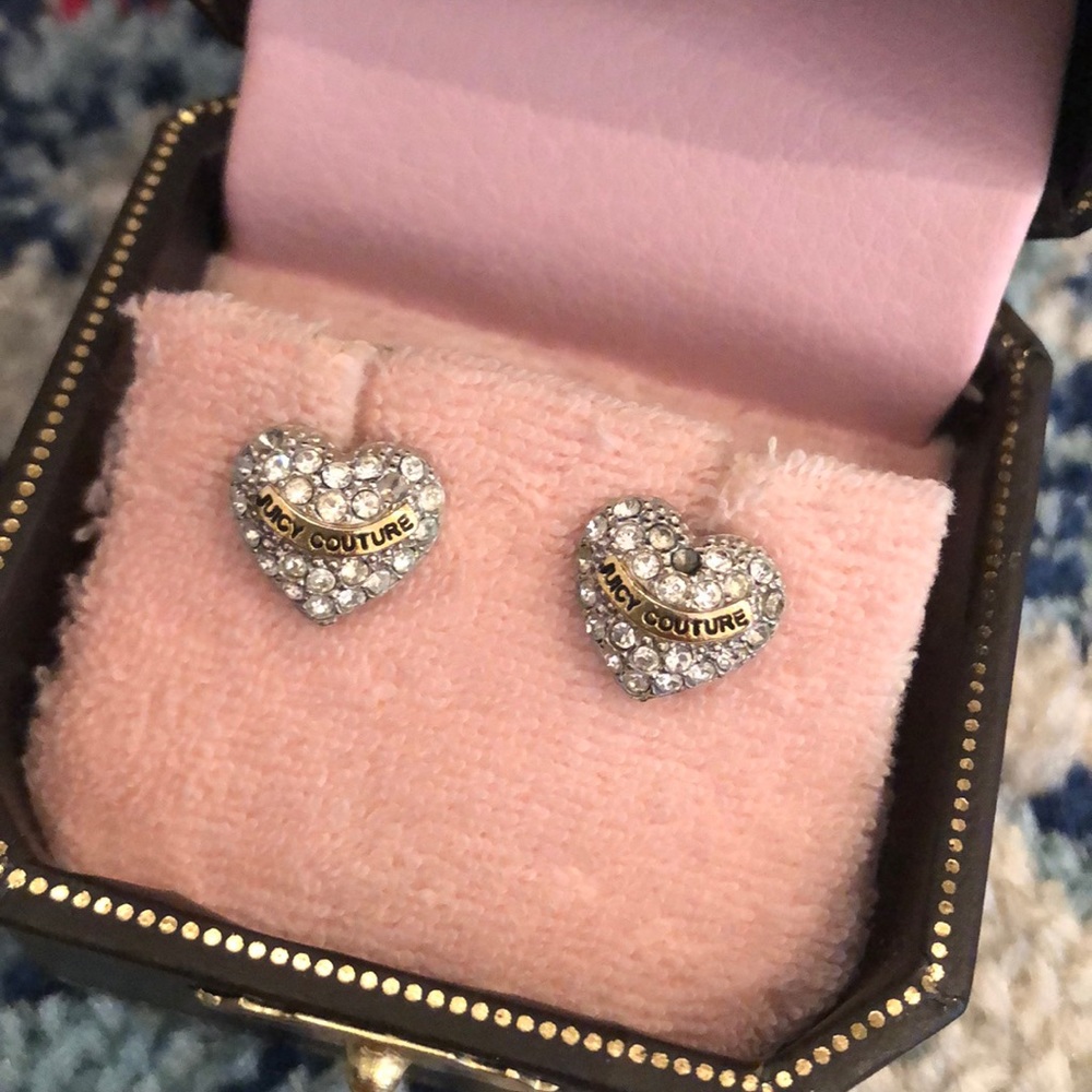 Juicy couture heart rhinestone earrings